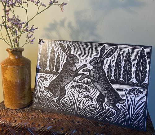 Nature art linocut style - art,