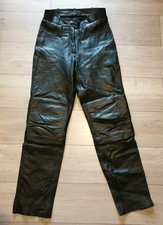 Probiker Leather Motorcycle Trousers Size 38 W30 L34 Black Padded Knee