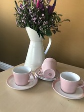 Set of 4 antique NHS cups and saucer set, 1969 hospital crockery. Vintage glam. 