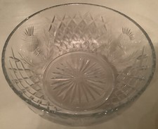 Vintage Edinburgh Crystal Thistle Design Cut Class Fruit Bowl - Rare - 8” Dia