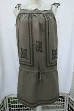 Zara Brown Linen Cotton Blend Strappy Pinafore Style Dress, Small