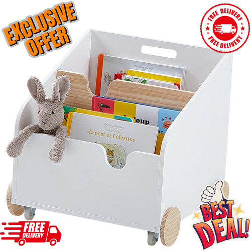 Bookcase wheels white one - on,