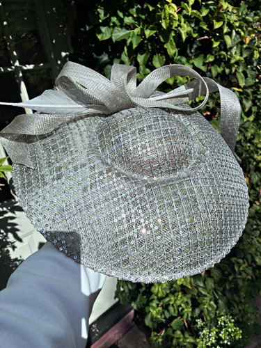 Silver straw fascinator - straw,