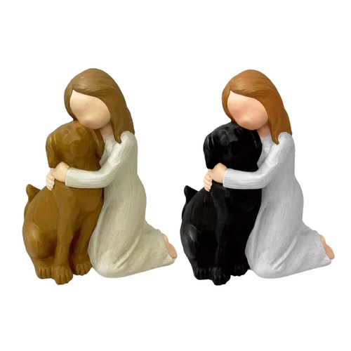 Girl and dog figurines - girl,