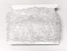Lace Iridescent Gathered Shiny 40mm wide - Sold per Metre White