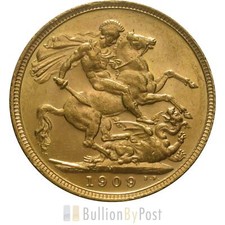 1909 Gold Sovereign - King Edward VII - M