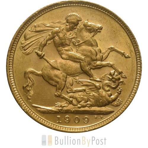 1909 gold sovereign king - gold,