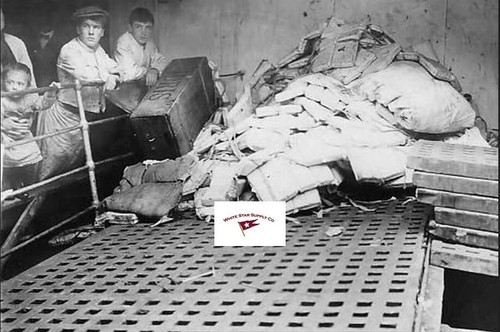 Titanic lifebelts piled - piled, on