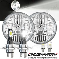 For Land Rover Defender 90 110 Pair 7" Inch LED Headlights H4 High/Low Beam
