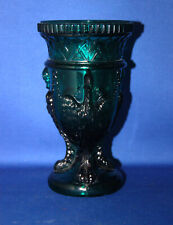An antique 19th century emerald green triple chained swan vase, heraldic