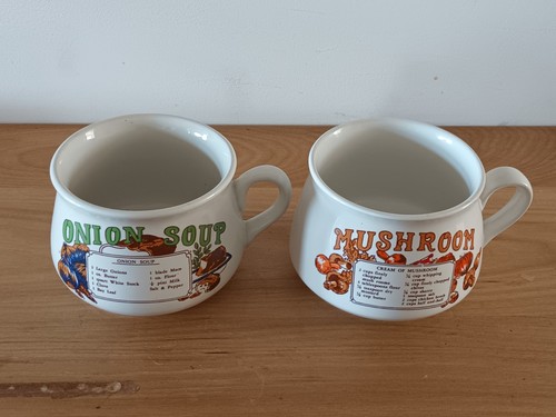 Retro soup bowls with handles - with,