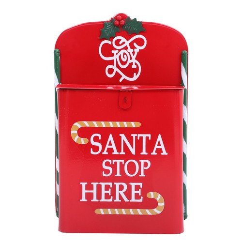 Red metal santa mailbox wall - santa,
