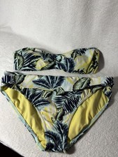 M&S Yellow/Aqua Leaf Print