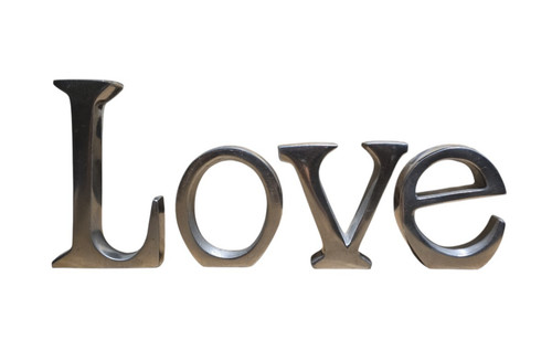 Silver metal love script - silver,