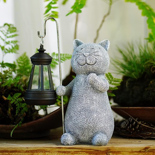 Solar cat garden ornament - garden,