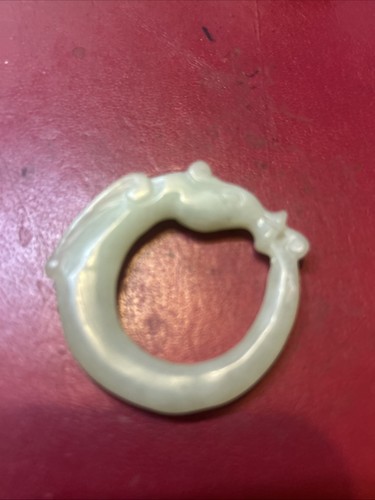 Antique jade dragon teething - antique,
