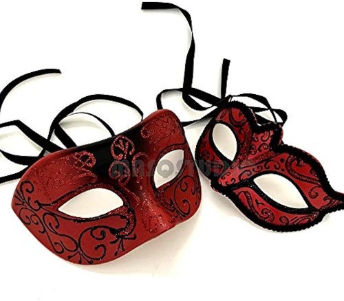 Red masquerade ball mask pair - masquerade,