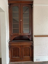 Victorian antique Arts Crafts solid quarter sawn oak library bookcase bookshelf