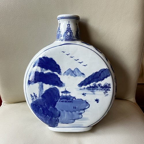 Chinese blue white scenic - &,