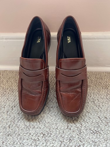 Zara leather loafers size 3 - zara,