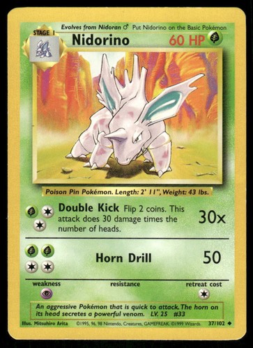 Nidorino 102 base set - nidorino,