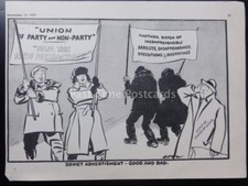 PRE WW2 SOVIET ADVERTISMENT, GOOD & BAD 1937 Lows Political Parade BLIMP Cartoon