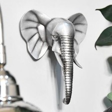 Silver elephant head wall art - elephant,