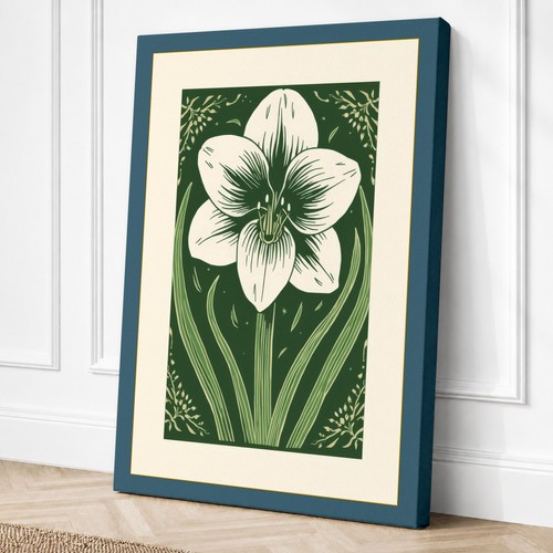 Woodblock botanical canvas - woodblock,