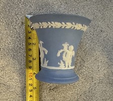 Trumpet vase Wedgewood  blue Jasperware flared posy height approx 8.5cm