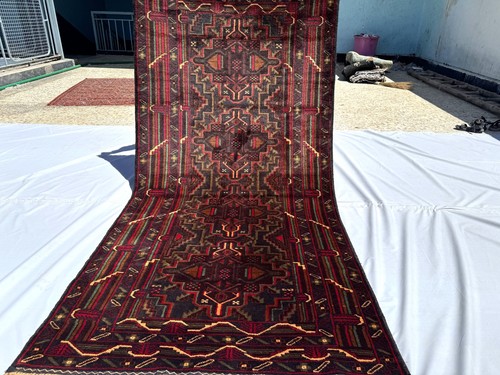 Blue hand knotted afghan - knotted,