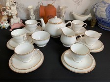 DUCHESS Ascot White with Gold Rim 21 Piece Bone China Tea Set Very Good Conditio