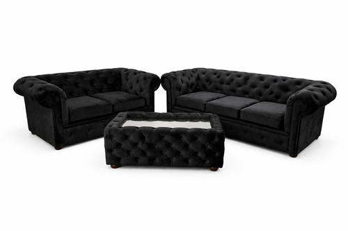 Chesterfield sofa plush velvet - sofa,