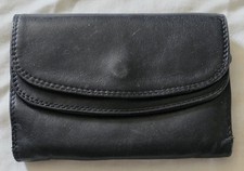 Tula Black Leather Wallet Purse, Card, Note & Coin Compartments