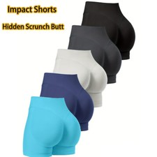 Women Sport Workout Impact Shorts Butt Lifting 4.5" Seamless Gym Biker Shorts
