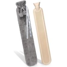 Long Hot Water Bottle With Fluffy Cover 2 Litre Extra Long Grey - 72cm