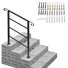 Iron Handrail for 1-3 Steps Stair Railing Hand Rail Kit Fit Outdoor Garden Steps