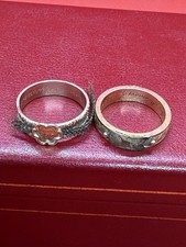 Antique Victorian Pair 9ct K Solid Gold Mourning Ring Band London 1855 Scrap 9gr