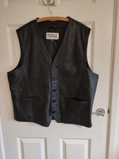 House Of Leather Black Leather Waistcoat Size 2XL