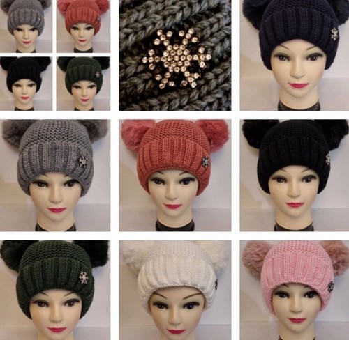 Chunky knit bobble hat ladies - chunky,