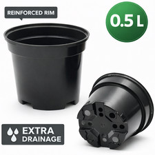 Plastic plant pot black - pot,