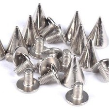 New High Quality Silver Cone Metal Studs With Screw For Leather Craft Cloth Shoe