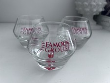 3 Famous Grouse Limited Edition Feather Whisky Glass Tumblers Rare Collectable