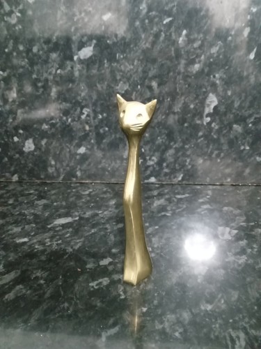 Vintage solid brass cat - vintage,