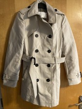 ZARA Women Outerwear Cream White Button Cotton Blend Trench Jacket S Classic