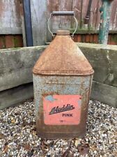 Vintage Large Aladdin Pink Paraffin Can With Lid & Handle