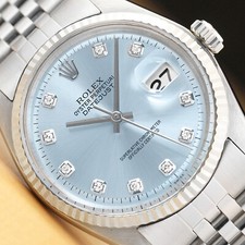 MENS ROLEX DATEJUST ICE BLUE DIAMOND 18K WHITE GOLD & STAINLESS STEEL WATCH