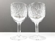 2 x Thomas Webb Crystal "WELLINGTON" Hock Small Wine Glass - 12 cm (4.7") Signed
