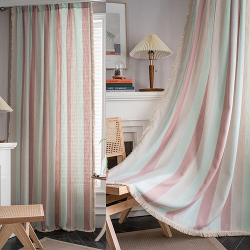 Tassel stripes linen curtains - stripes,