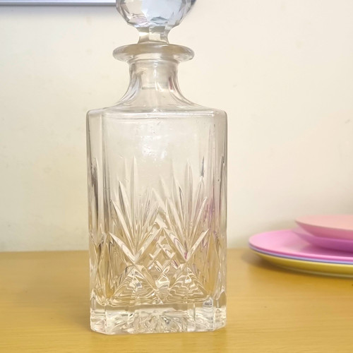 Clear cut glass decanter - glass,