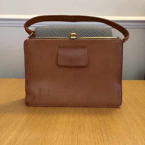 Vintage tan leather - leather, handbag